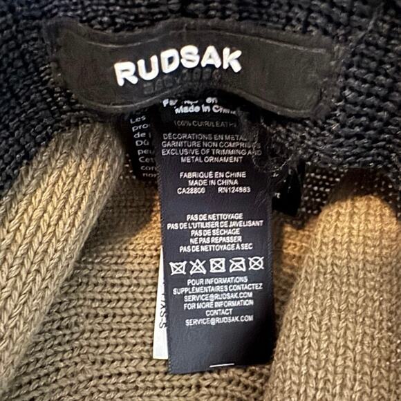 Rudsak Women\'s Tan Black Cuir Leather Structured Knit Sun Hats Size XS main image 6